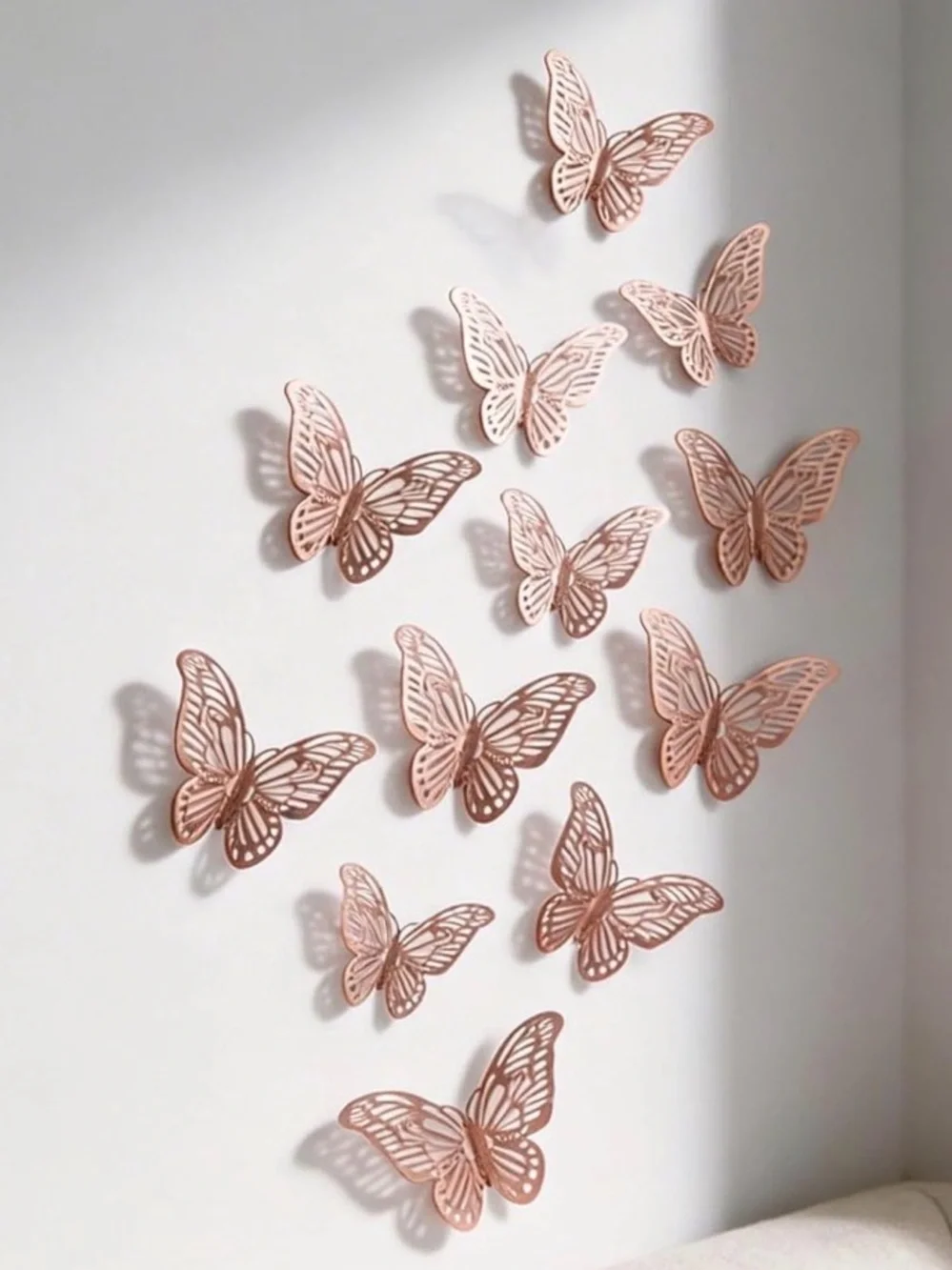 💞 New 12-Piece 3D Rose Gold Adhesive Butterfly Craft & Wall Decor Set
